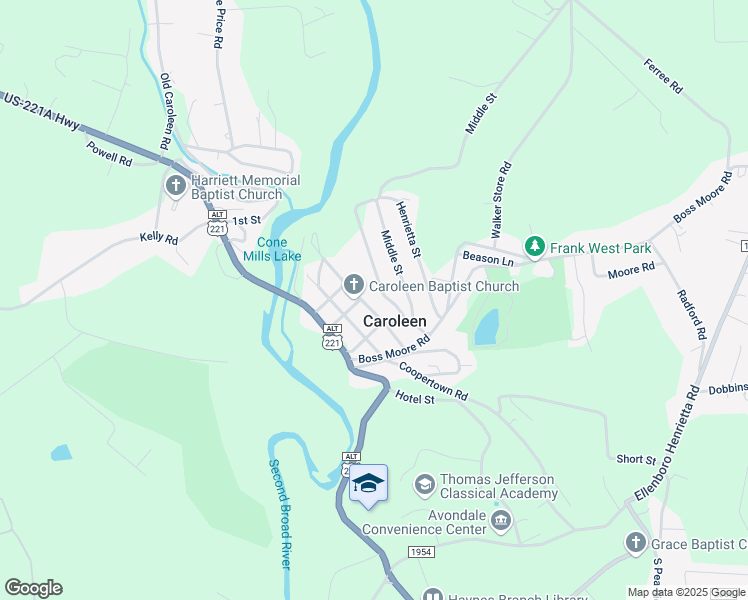 map of restaurants, bars, coffee shops, grocery stores, and more near in Caroleen