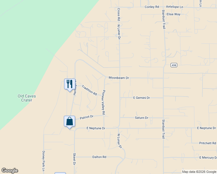 map of restaurants, bars, coffee shops, grocery stores, and more near 9865 Pioneer Valley Road in Flagstaff