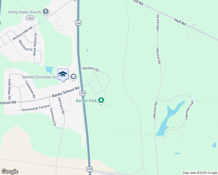 map of restaurants, bars, coffee shops, grocery stores, and more near 3805 Random Road in Kinston