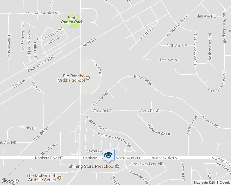 map of restaurants, bars, coffee shops, grocery stores, and more near 1404 Erie Court Northeast in Rio Rancho
