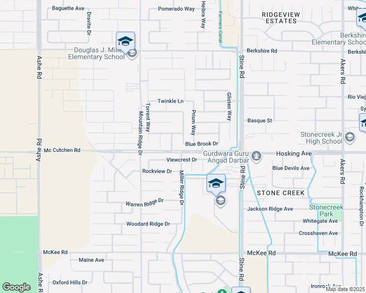 map of restaurants, bars, coffee shops, grocery stores, and more near 5319 Blue Brook Drive in Bakersfield