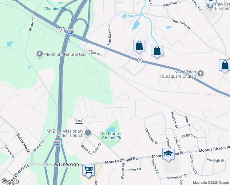 map of restaurants, bars, coffee shops, grocery stores, and more near in Charlotte