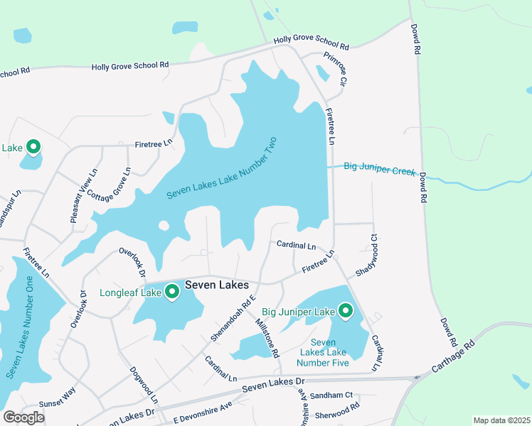 map of restaurants, bars, coffee shops, grocery stores, and more near 163 Shenandoah Road East in Seven Lakes