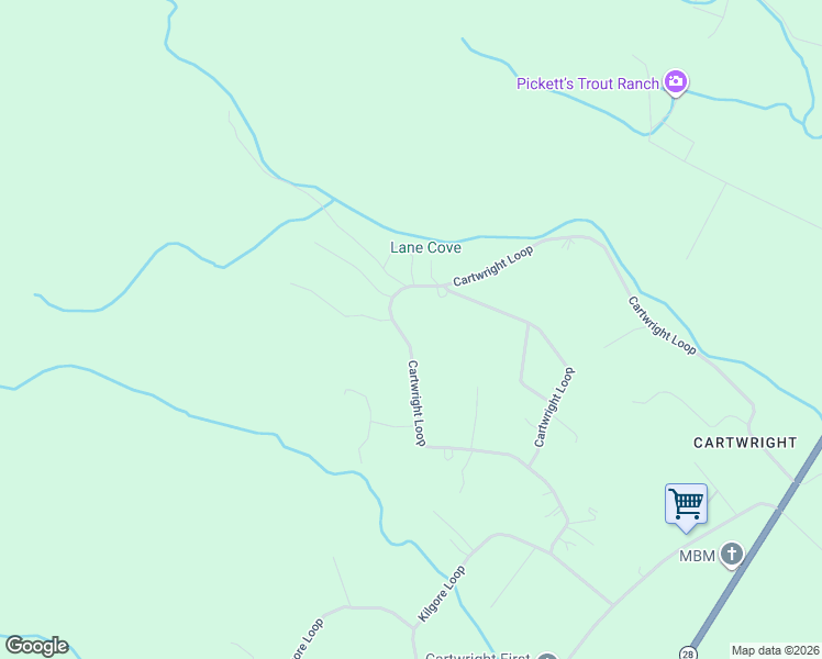 map of restaurants, bars, coffee shops, grocery stores, and more near 712 Cartwright Loop in Whitwell