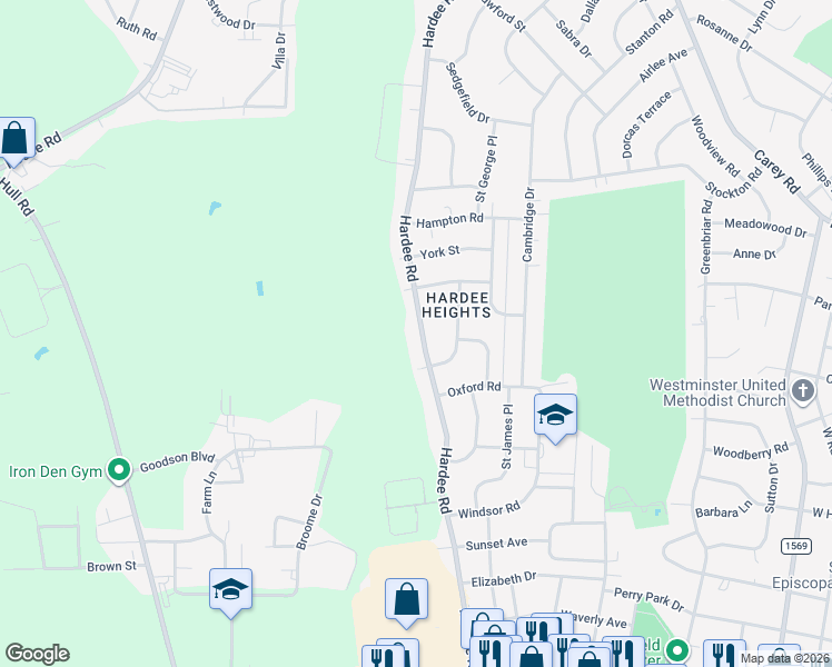 map of restaurants, bars, coffee shops, grocery stores, and more near 1602 Hardee Rd in Kinston