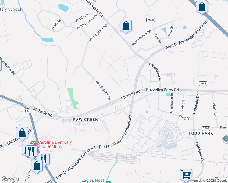 map of restaurants, bars, coffee shops, grocery stores, and more near in Charlotte