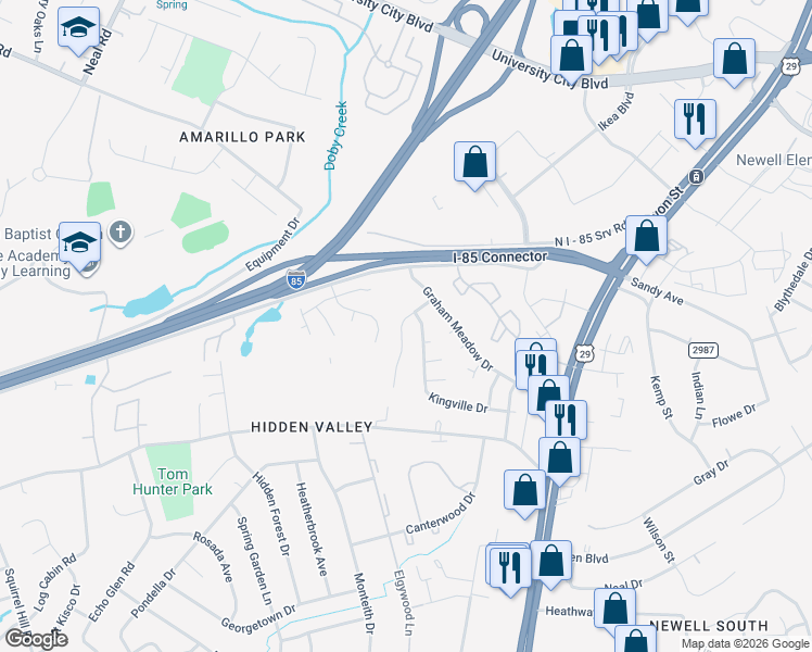 map of restaurants, bars, coffee shops, grocery stores, and more near in Charlotte