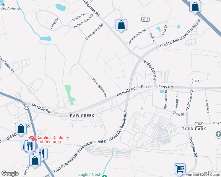 map of restaurants, bars, coffee shops, grocery stores, and more near in Charlotte