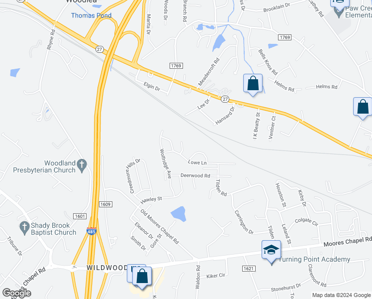 map of restaurants, bars, coffee shops, grocery stores, and more near in Charlotte
