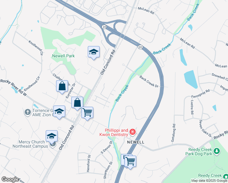 map of restaurants, bars, coffee shops, grocery stores, and more near 4003 Marygrove Court in Charlotte