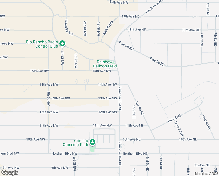 map of restaurants, bars, coffee shops, grocery stores, and more near 101 13th Avenue Northwest in Rio Rancho