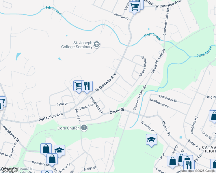 map of restaurants, bars, coffee shops, grocery stores, and more near 300 Mary Caroline Springs Drive in Mount Holly