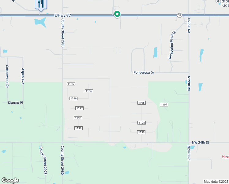 map of restaurants, bars, coffee shops, grocery stores, and more near 612 Country Drive in Tuttle