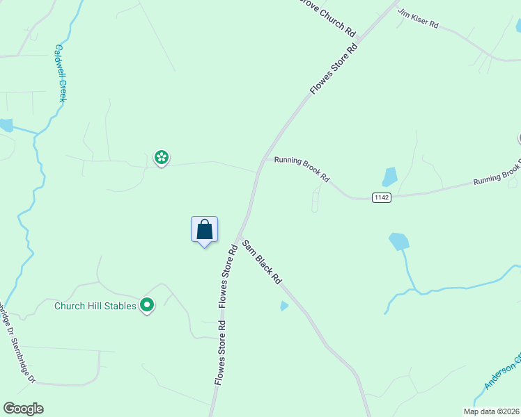 map of restaurants, bars, coffee shops, grocery stores, and more near 9703 Flowes Store Road in Midland