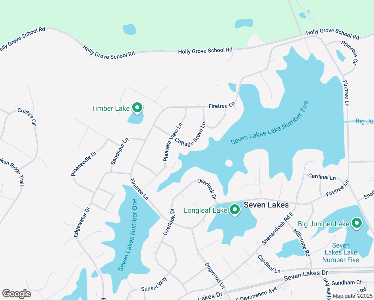 map of restaurants, bars, coffee shops, grocery stores, and more near Cottage Grove Lane in Seven Lakes