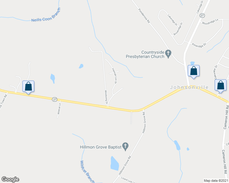 map of restaurants, bars, coffee shops, grocery stores, and more near 121 Stovall Terrace in Cameron