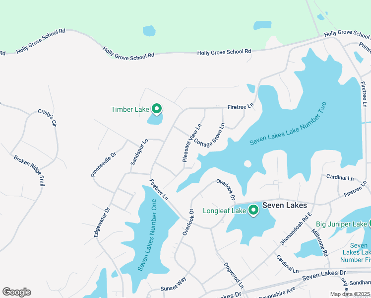 map of restaurants, bars, coffee shops, grocery stores, and more near Pleasant View Lane in Seven Lakes