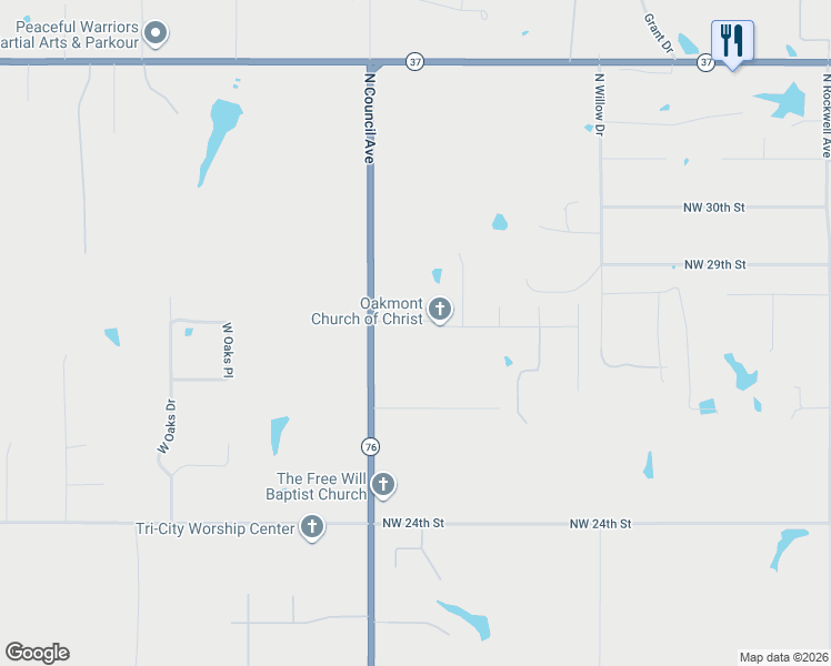 map of restaurants, bars, coffee shops, grocery stores, and more near 3041 Northwest 26th Street in Newcastle