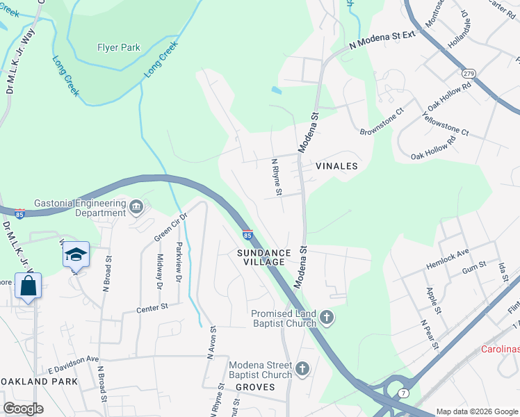 map of restaurants, bars, coffee shops, grocery stores, and more near 772 Raindrops Road in Gastonia