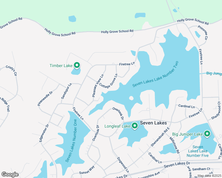 map of restaurants, bars, coffee shops, grocery stores, and more near Cottage Grove Lane in Seven Lakes
