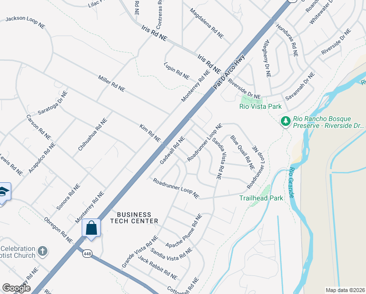 map of restaurants, bars, coffee shops, grocery stores, and more near 6350 Sandpiper Trail Northeast in Rio Rancho