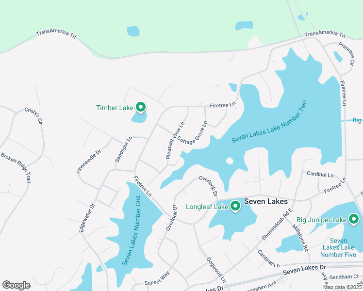map of restaurants, bars, coffee shops, grocery stores, and more near 125 Cottage Grove Lane in Seven Lakes
