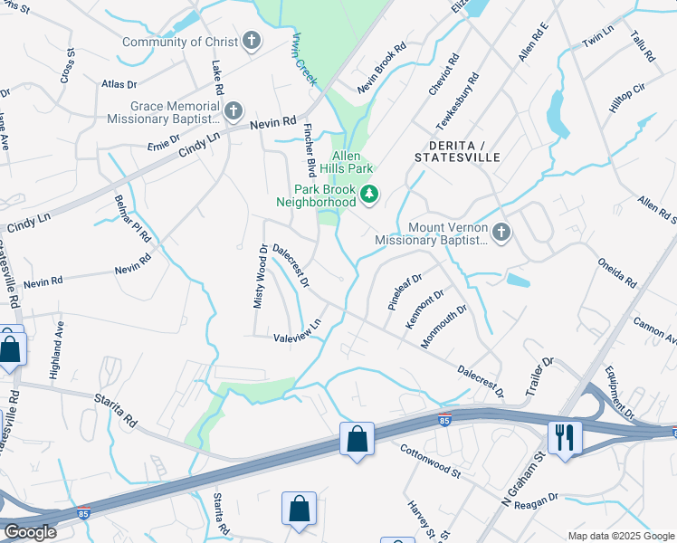 map of restaurants, bars, coffee shops, grocery stores, and more near 3318 Lochway Lane in Charlotte