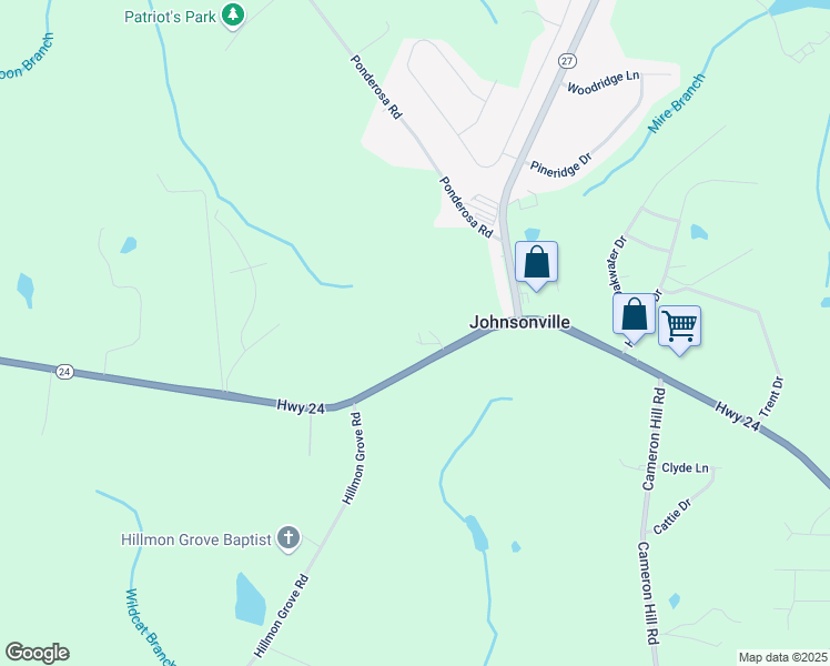 map of restaurants, bars, coffee shops, grocery stores, and more near 20036 North Carolina 24 in Cameron