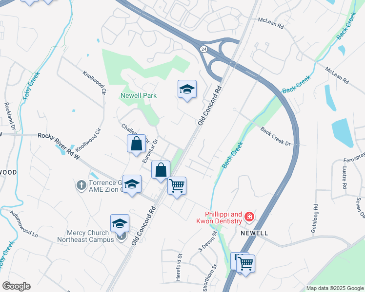 map of restaurants, bars, coffee shops, grocery stores, and more near 1515 Black Kettle Drive in Charlotte