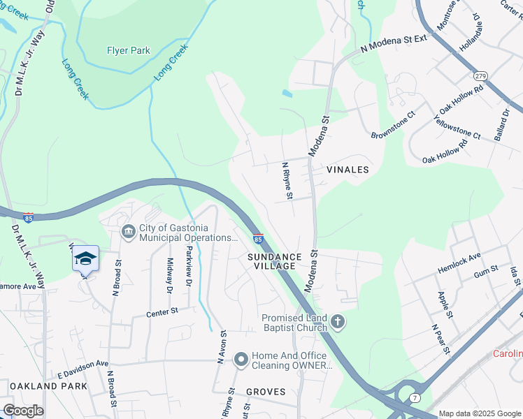 map of restaurants, bars, coffee shops, grocery stores, and more near 761 Raindrops Road in Gastonia