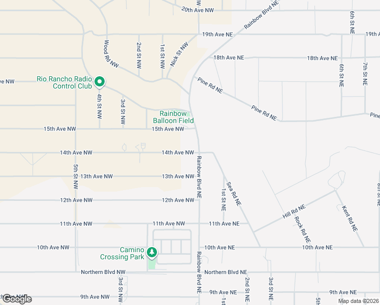 map of restaurants, bars, coffee shops, grocery stores, and more near 14th Avenue Northwest in Rio Rancho