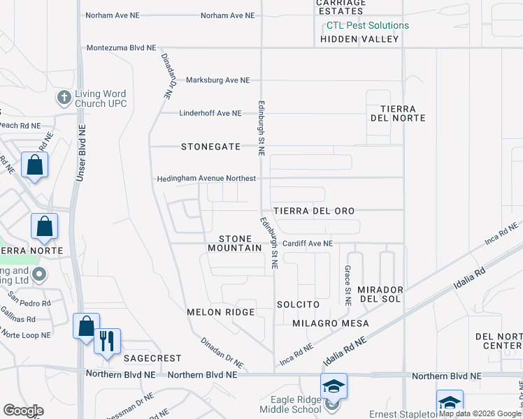 map of restaurants, bars, coffee shops, grocery stores, and more near Havencrest Avenue Northeast in Rio Rancho