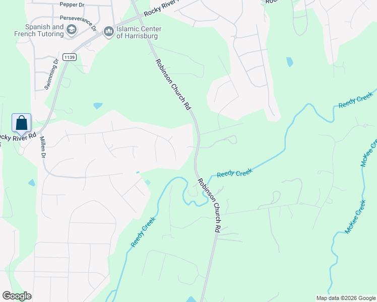 map of restaurants, bars, coffee shops, grocery stores, and more near 9630 Robinson Church Road in Harrisburg