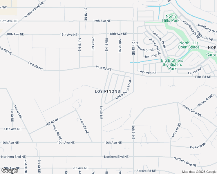 map of restaurants, bars, coffee shops, grocery stores, and more near 924 Loma Pinon Loop in Rio Rancho