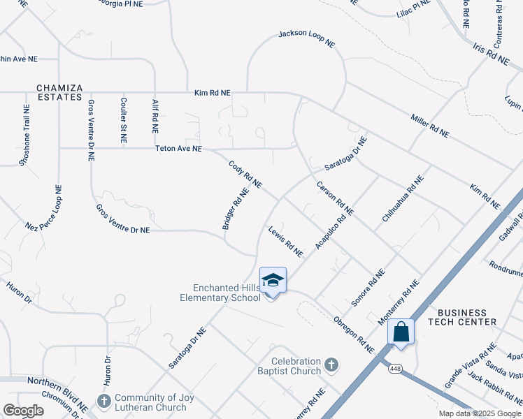 map of restaurants, bars, coffee shops, grocery stores, and more near 1441 Saratoga Drive Northeast in Rio Rancho