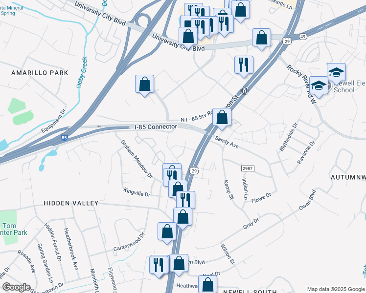 map of restaurants, bars, coffee shops, grocery stores, and more near in Charlotte