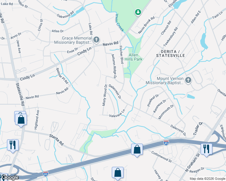 map of restaurants, bars, coffee shops, grocery stores, and more near in Charlotte