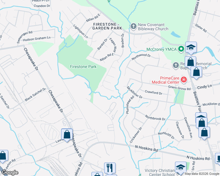 map of restaurants, bars, coffee shops, grocery stores, and more near 3226 Braden Drive in Charlotte