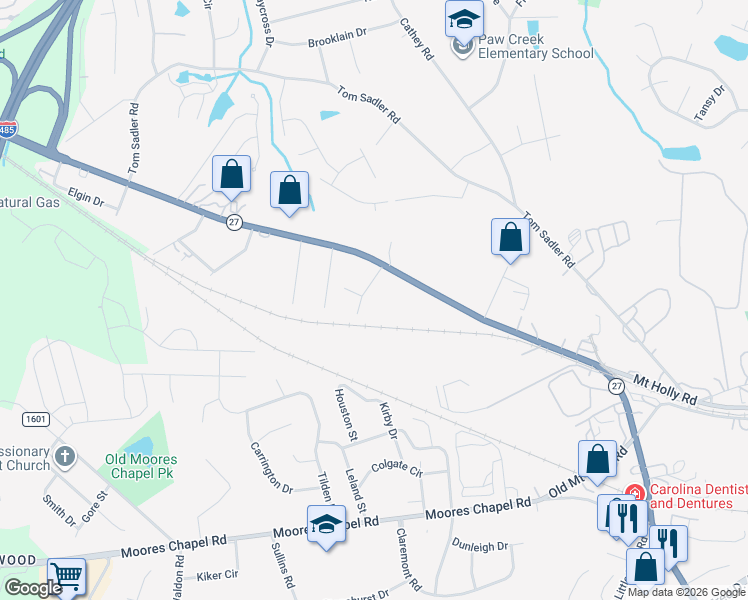 map of restaurants, bars, coffee shops, grocery stores, and more near in Charlotte