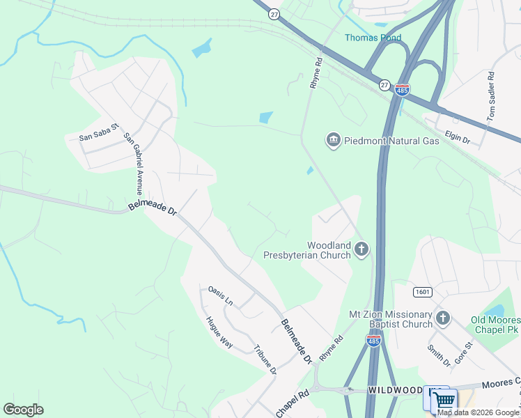 map of restaurants, bars, coffee shops, grocery stores, and more near 544 Rhyne Road in Charlotte