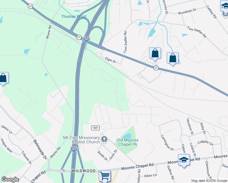 map of restaurants, bars, coffee shops, grocery stores, and more near 230 Lee Drive in Charlotte