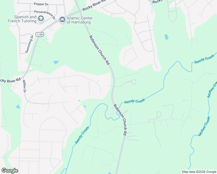map of restaurants, bars, coffee shops, grocery stores, and more near 9630 Robinson Church Road in Harrisburg