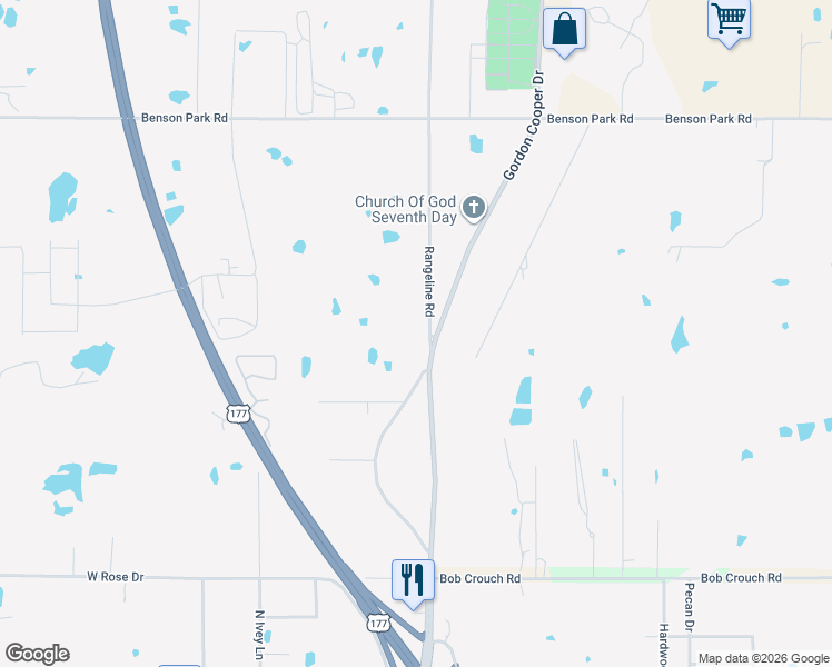map of restaurants, bars, coffee shops, grocery stores, and more near 19406 Rangeline Road in Shawnee