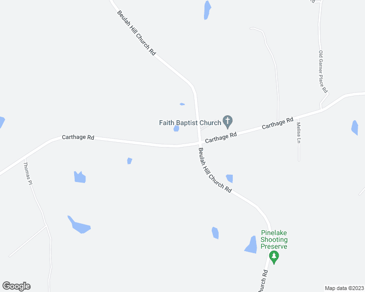 map of restaurants, bars, coffee shops, grocery stores, and more near Carthage Road in Moore County