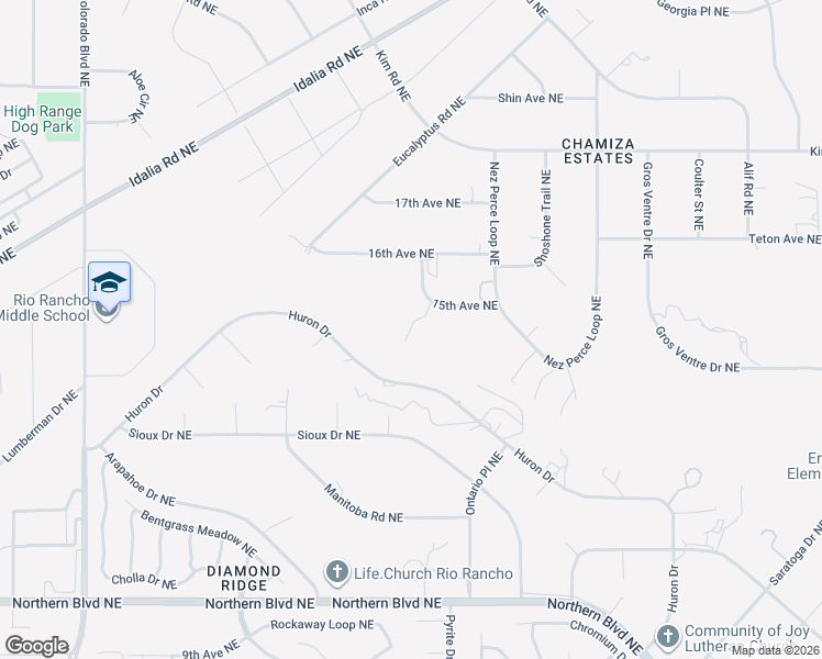 map of restaurants, bars, coffee shops, grocery stores, and more near 4610 15th Avenue Northeast in Rio Rancho