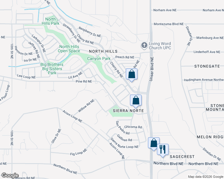 map of restaurants, bars, coffee shops, grocery stores, and more near 1433 Penasco Road in Rio Rancho