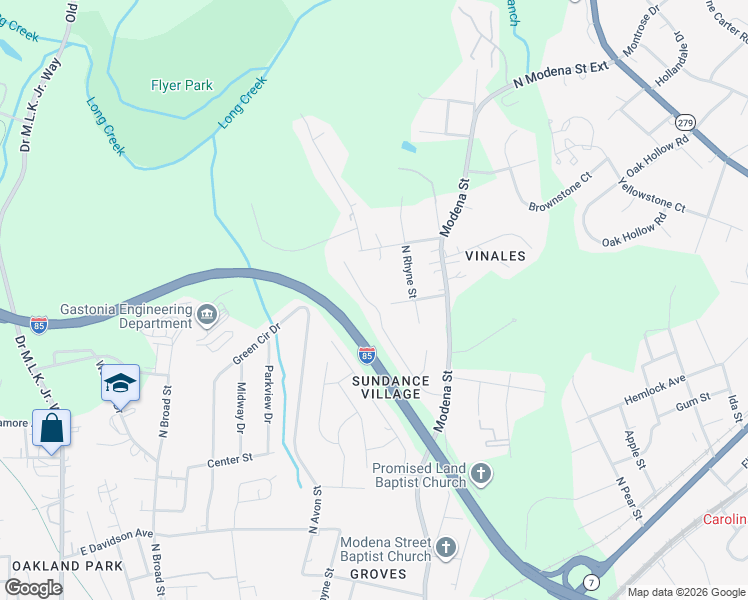 map of restaurants, bars, coffee shops, grocery stores, and more near 752 Raindrops Road in Gastonia