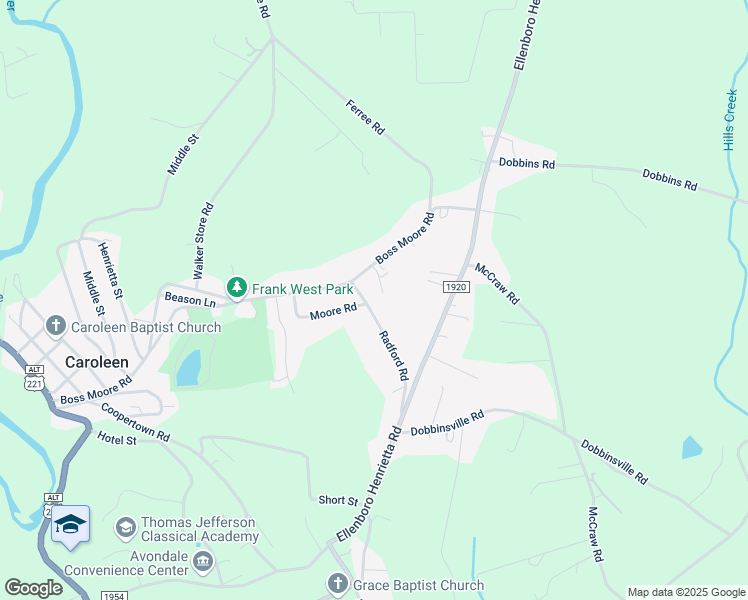 map of restaurants, bars, coffee shops, grocery stores, and more near 284 Radford Road in Ellenboro
