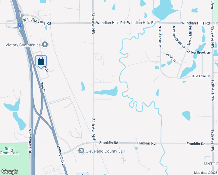 map of restaurants, bars, coffee shops, grocery stores, and more near 2214 Hidden Lake Drive in Norman