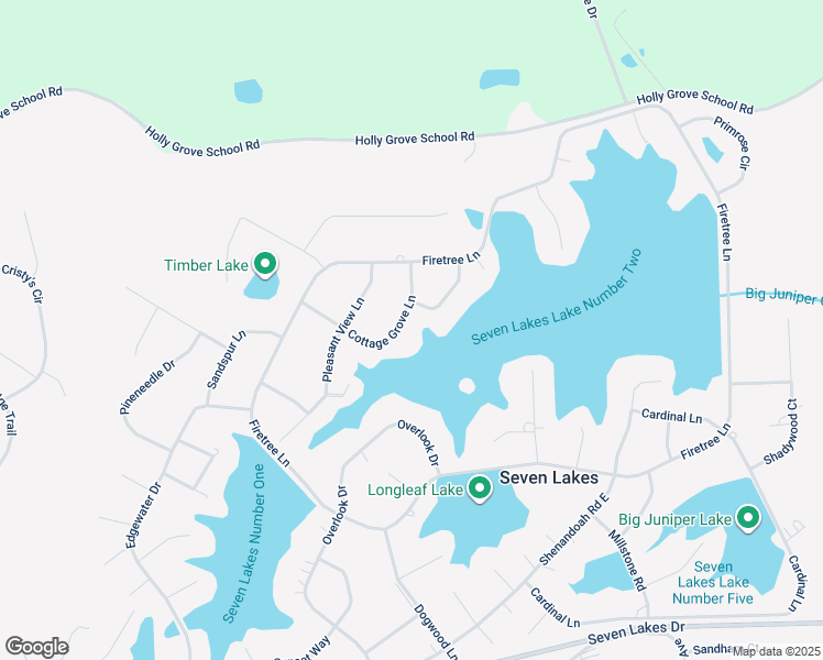 map of restaurants, bars, coffee shops, grocery stores, and more near Cottage Grove Lane in Seven Lakes